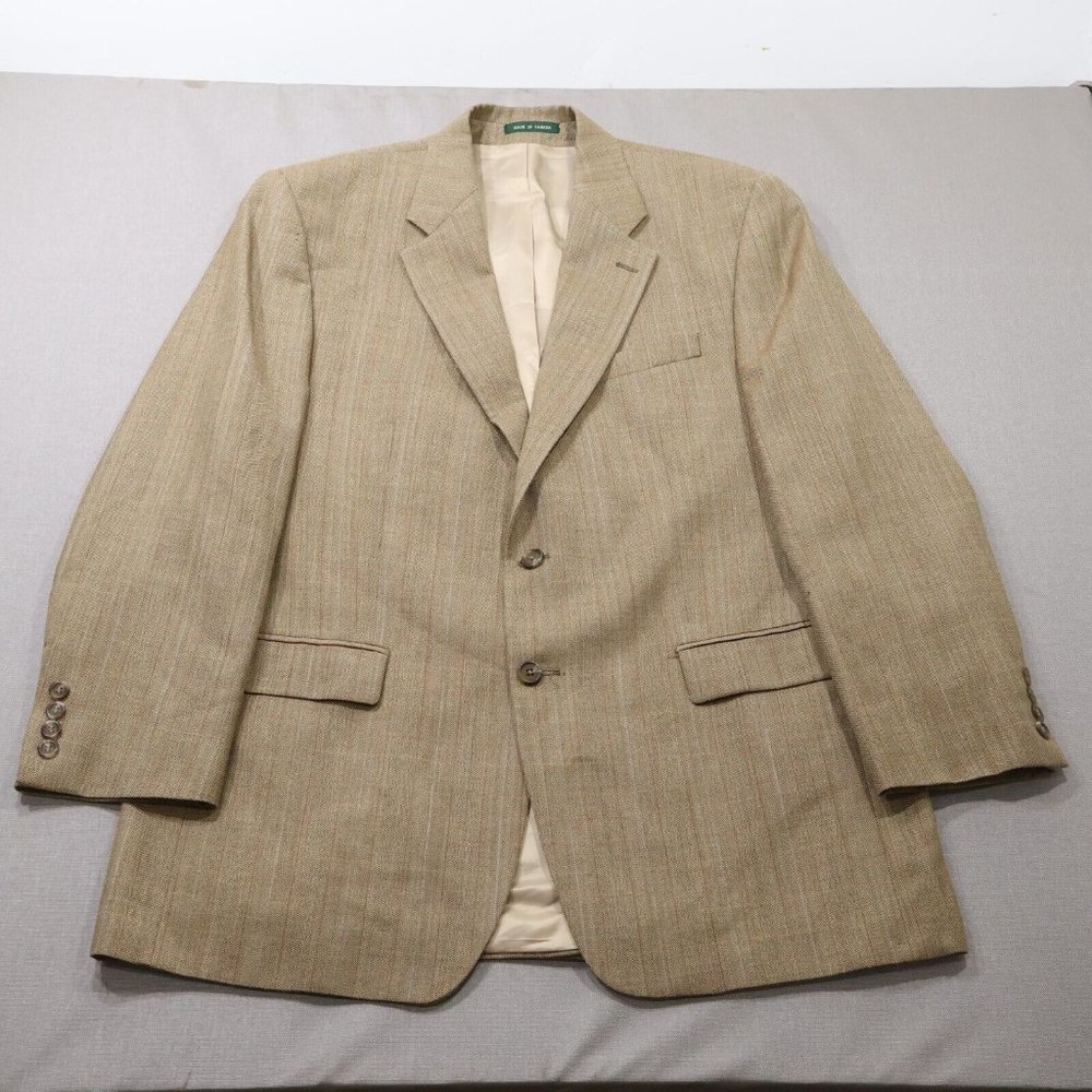 Lauren Ralph Lauren Mens Blazer Jacket Silk Wool Plaid Size 43L Sports Coat